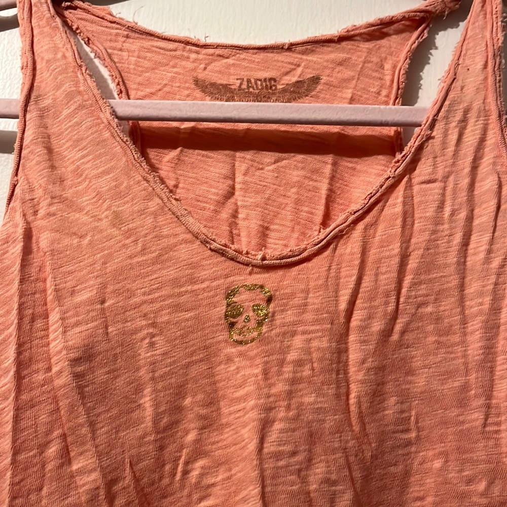 Zadig gold skull racer back tank